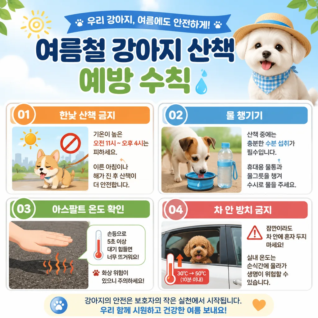 여름철 강아지 산책 열사병 예방 수칙